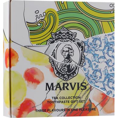 Подарунковий набір із зубними пастами Marvis TEA COLLECTION KITз трьох смаків - Цвітіння чаю, Англійський чай з бергамотом, Чай матча 3х25ml