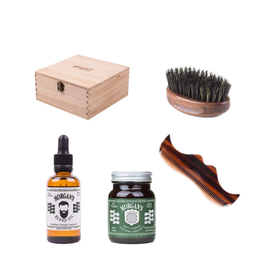Подарочный набор ухода за бородой и волосами Morgan's Wooden Brazilian Orange Box