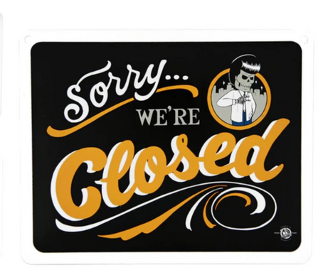 Металлическая табличка открыто/закрыто 20x25 см Suavecito Classic Open/Closed Metal Sign