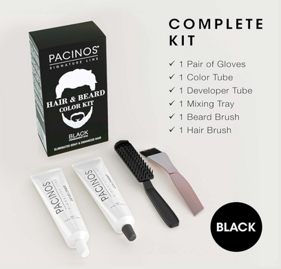 Набор для окрашивания волос и бороды  Pacinos Hair and Beard colour kit Black